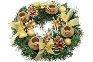 ELITE HOLIDAY PRODUCTS Traditional Christmas Advent Wreath. For Advent Calendar Season Candle Holder –Centerpiece Décor – Advent Candle Holder and X-mas Candles Decorations