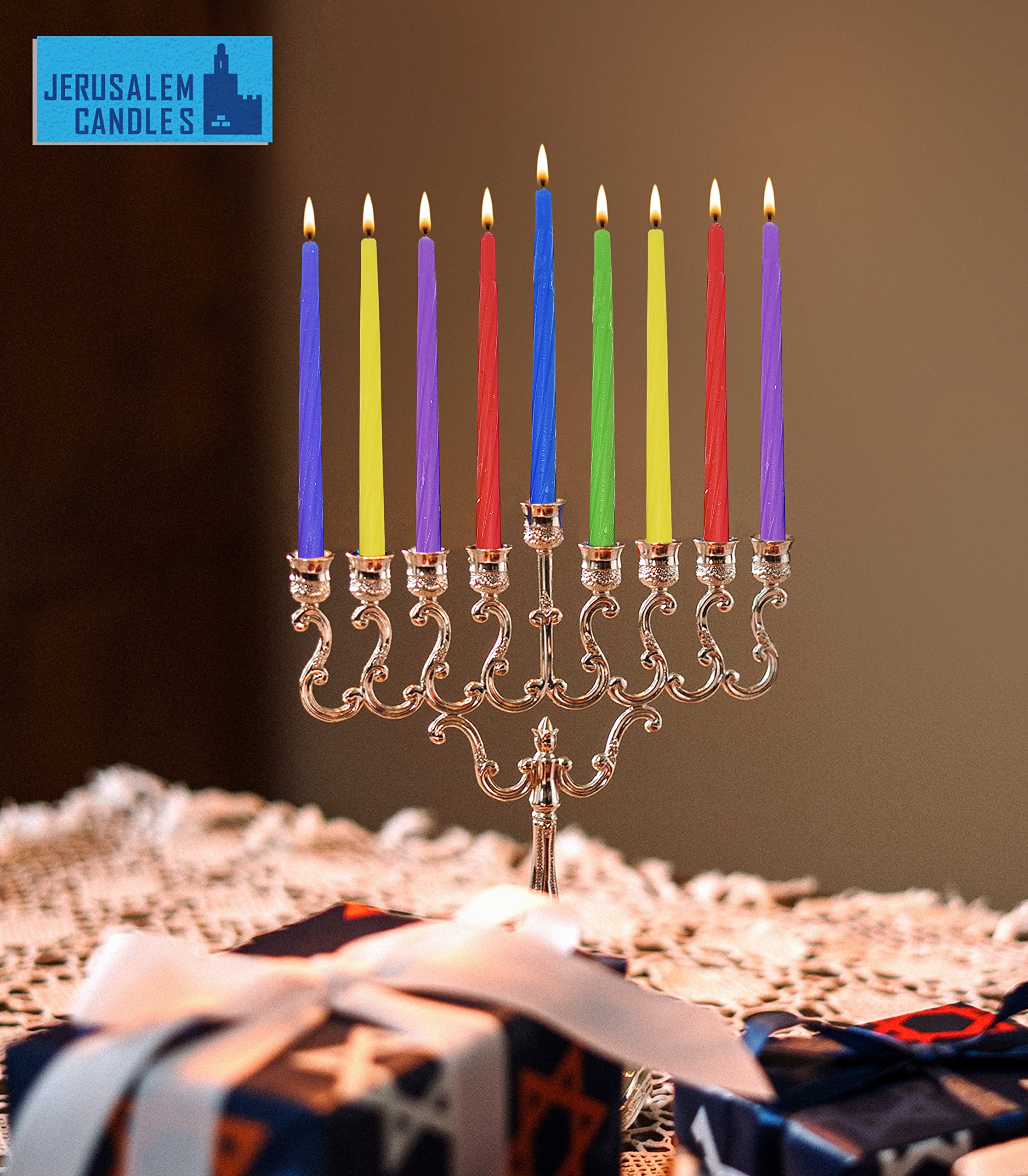 Colorful Hanukkah Candles