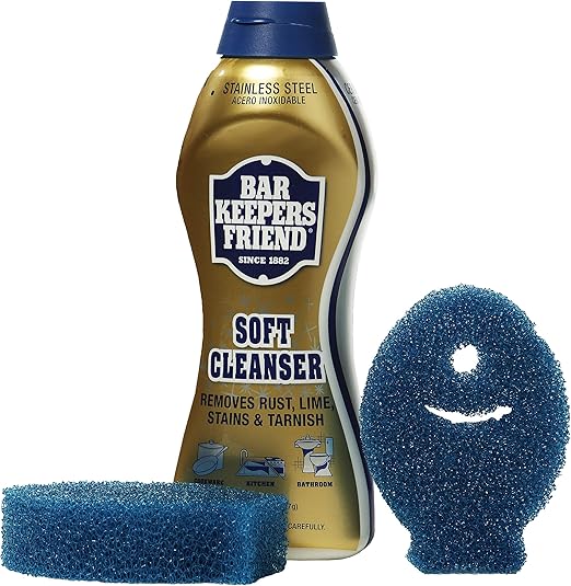 Bar Keepers Friend Ultimate Cleaning Kit Soft Cleanser Liquid (26 OZ) & Two