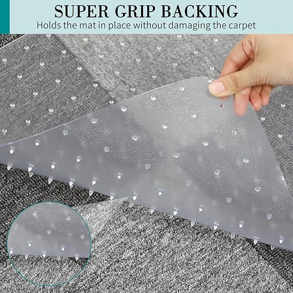 OFFICE CHAIR MAT FOR CARPETS, CLEAR COMPUTER DESK CHAIR MAT FOR LOW CARPETED FLOORS, THICK AND STURDY CARPET PROTECTOR, EASY GLIDE AND FLAT WITHOUT CURLING(30” X 48” RECTANGLE)