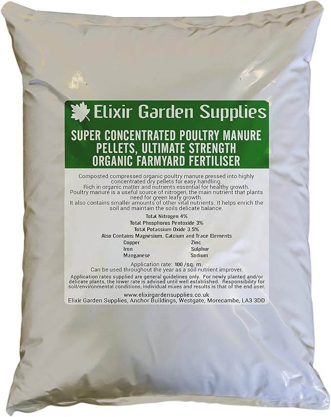 Elixir Gardens ® chicken Manure Pellets 20Kg Fertilizer Amazon.co.uk