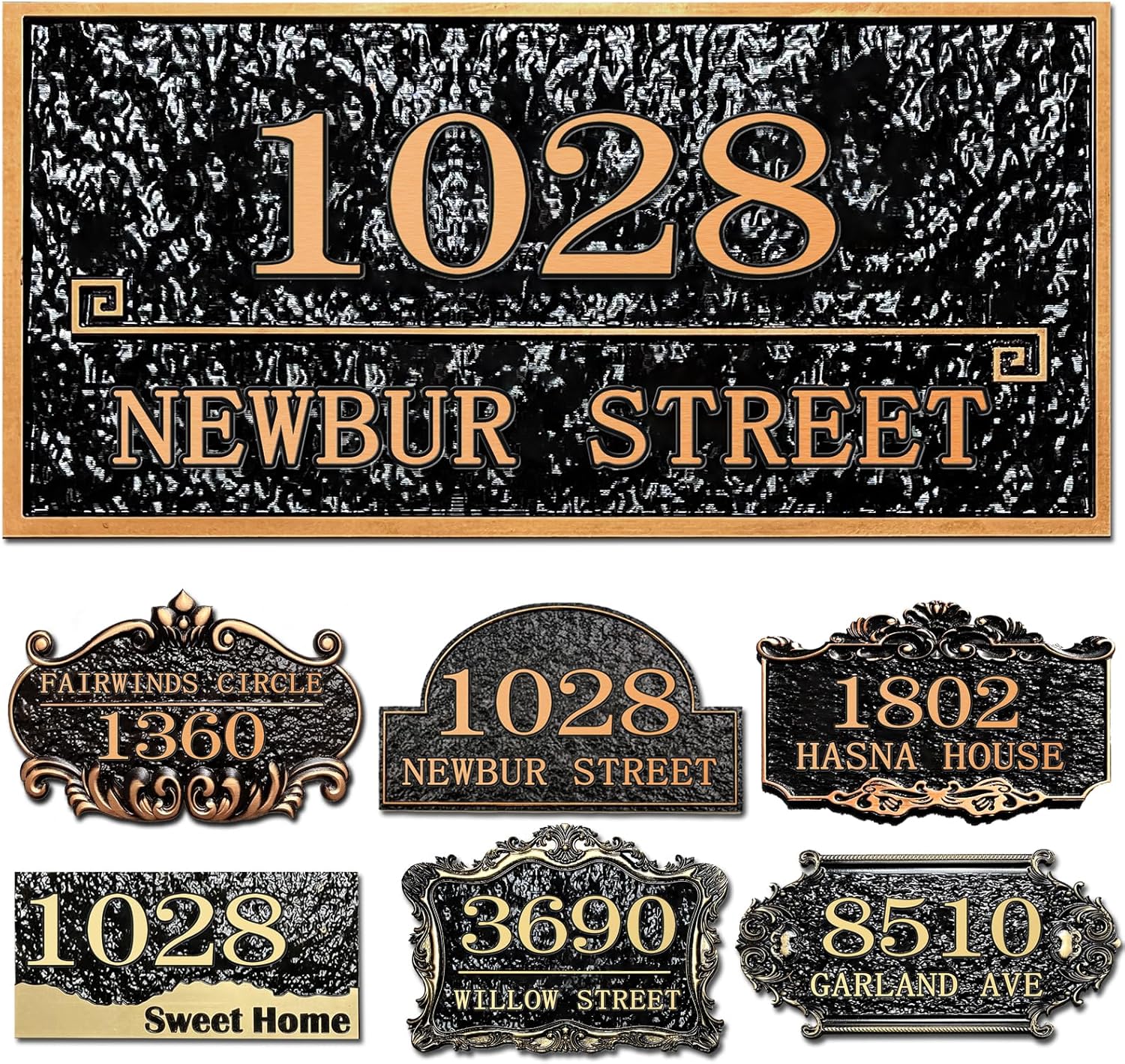 Plaques & Wall Art - Personalized House Address Plaque Custom House Sign Address plate for Outside home number plaque for Street Garage Garden Apartment Mailbox-Antique Copper