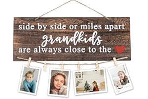 Gifts for Grandma & Grandpa from Grandchildren, Side by Side or Miles Apart Grandkids Photo Holder, Best Christmas or Birthda