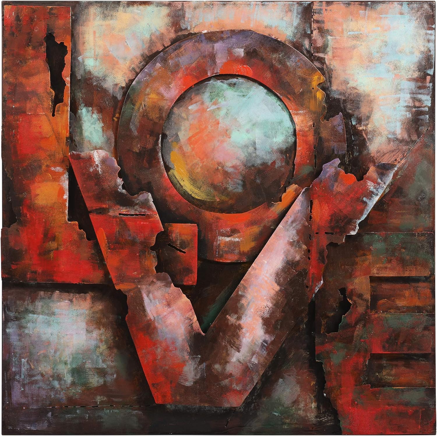 Mixed Media - Empire Art Direct - PMO-130212-3232 Love Mixed Media Iron Hand Painted Dimensional Wall Art, 32