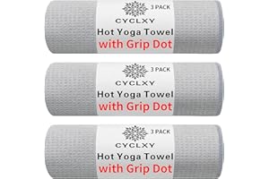 CYCLXY 3 Pack Yoga Mat Towels with Grip Dot, Hot Yoga Towel Non Slip Yoga Mat Towel Non-Slip Sweat Absorbent Anti-Slip Yoga Towel for Bikram,Pilates