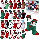 Mumucove 24 Pairs Christmas Fuzzy Socks Advent Calendar 2025 Unisex Fluffy Socks Set 24 Days Countdown to Christmas for Xmas Party Holiday Gifts