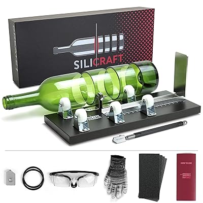Silicraft Glass Bottle Cutter Bundle - Premium Cutting Machine kit for Your own DIY Creations - Durable Diamond Carbide Blade for The Perfect Scoring - Crafting Tool for Wine Bottles and Much More!