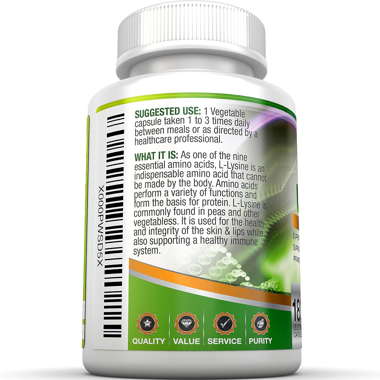 BRI Nutrition L-Lysine 180 Servings Per Bottle - Super 500mg Veggie Capsules: Health & Personal Care