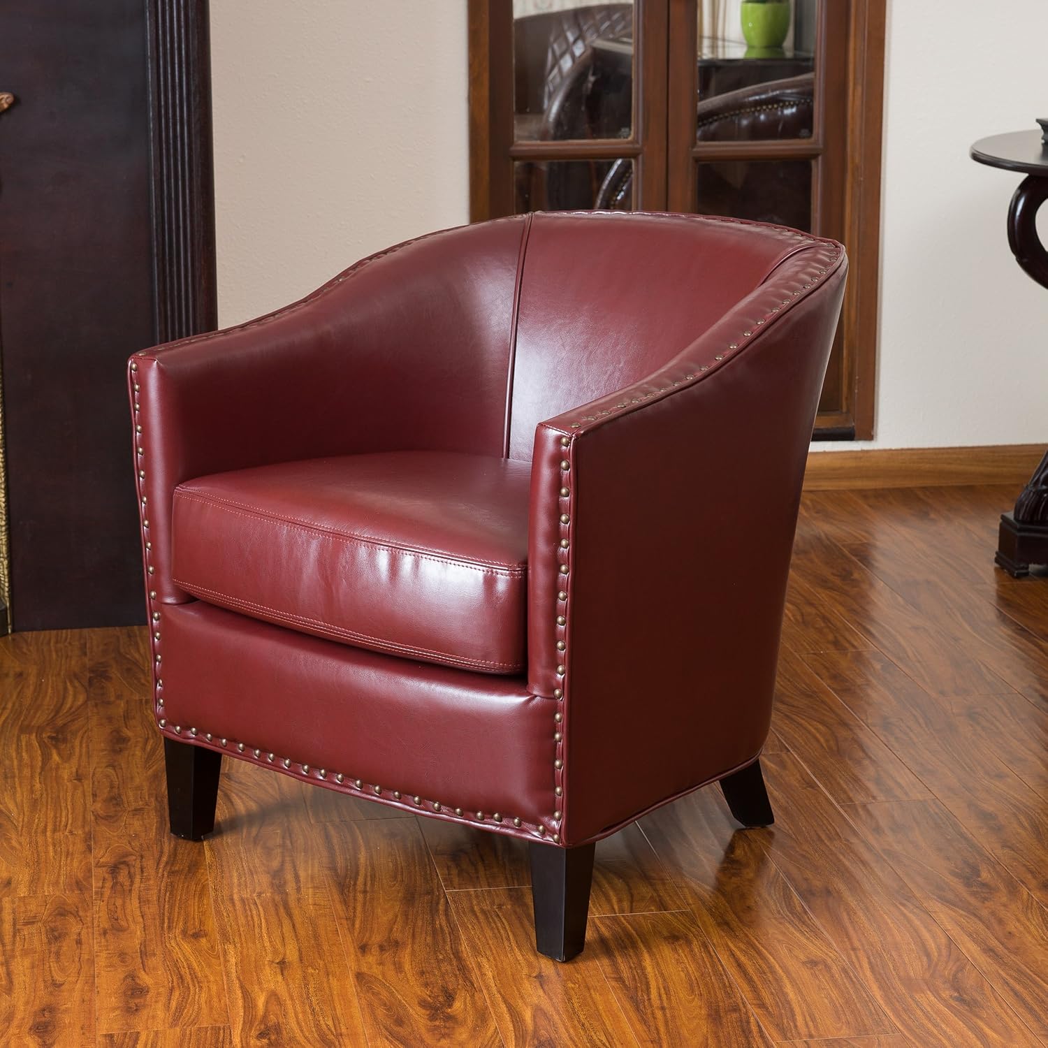 Great Deal Furniture Carlton Leather Club Chair with Studded Accents