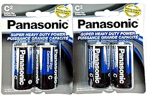 4Pc Size C Panasonic Batteries Super Heavy Duty Power Zinc Carbon