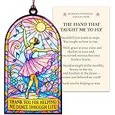 Ballet Dancer Ornament – Dance Teacher Appreciation Gift | Thank You for Helping Me Dance Through Life – Stained Glass Effect Suncatcher