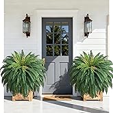 48in 96 Leaves Large Fake Ferns-Set of 2 Artificial Plants Outdoor, UV Resistant Artificial Ferns for Outdoors, Realistic Faux Boston Fern Fake Plants for Porch Home Garden Patio Hanging Decor