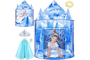 HopeRock Frozen Kids Tent, Frozen Toy for Girls with Snowflake Lights, Ice Castle Kids Play Tent for Indoor Outdoor Games Kids Pop Up Tents for Girls, Christmas Birthday Gifts Princess Tent for Girls