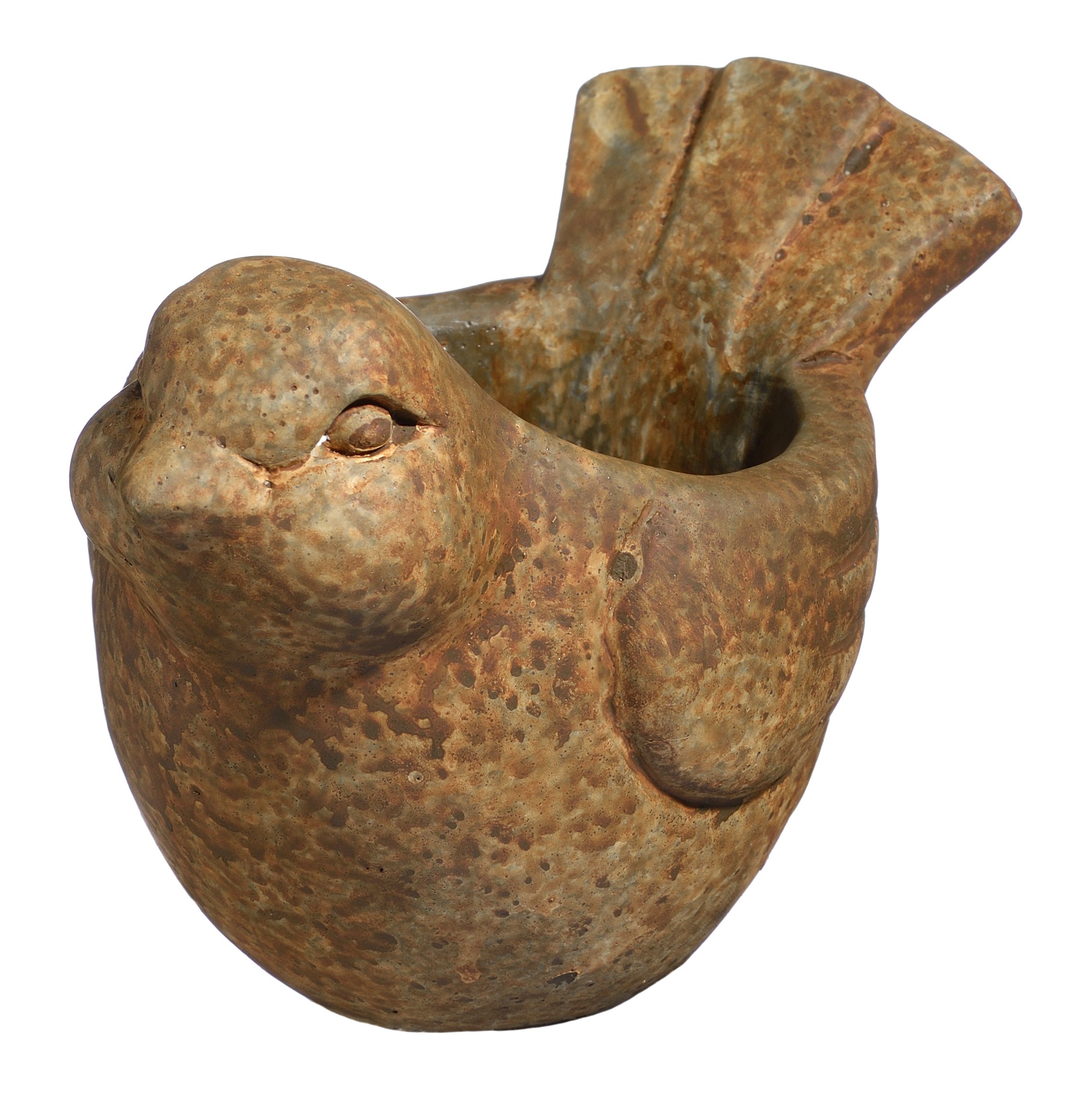 Classic Home and Garden Cement Buddies Indoor Outdoor Bird Planter, Rust, Small, 6"