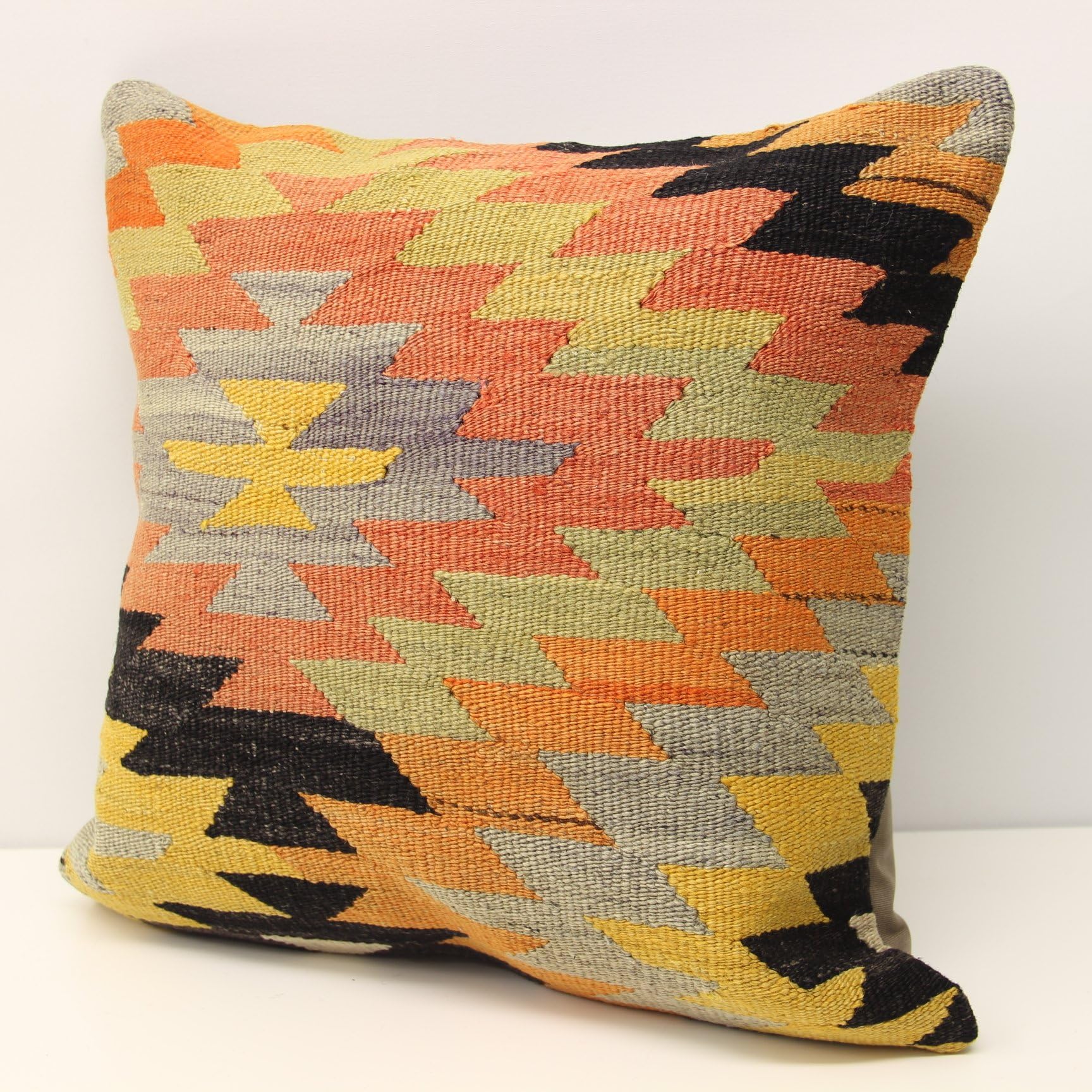Anatolian pillow cover 18x18 inch (45x45 cm) Oriental Kilim pillow Home Design Decorative Pillow cover Chevron Kilim Throw pillow Cushion Cover Bolster Sofa pillow