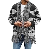 ZAFUL Men's Cardigan Sweater V Neck Button Up Sweater Long Sleeve Casual Satellite Pattern Knitted Sweater