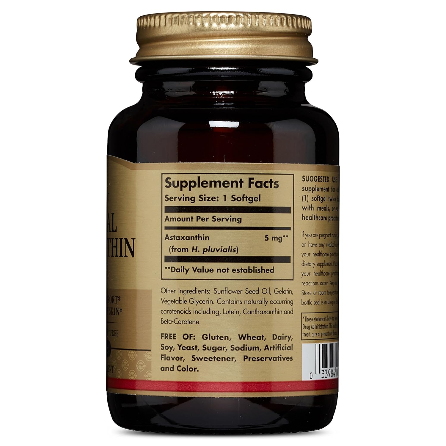 Amazon.com: Solgar, Astaxanthin 5 mg, 60 Softgels: Health & Personal Care