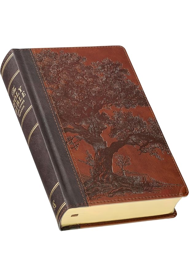 KJV Study Bible, Large Print, Thumb Tabs, Ribbons, Faux Leather, Toffee