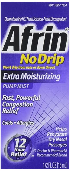 AFRIN NASAL SPRAY NO DRIP EXTRA MOISTURIZING PUMP MIST, .5 OZ