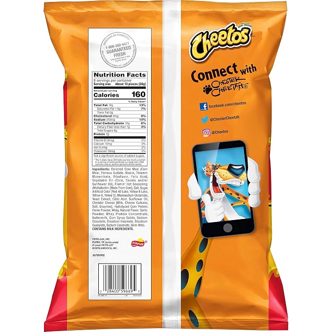 Frito lay cheetos flamin' Hot puffs (028400596695)