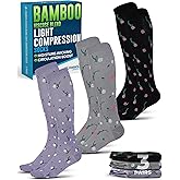 Doctor's Select Bamboo Viscose Light Compression Socks for Women & Men - 3 Pairs, 8-15 mmHg Compression Socks, Knee High