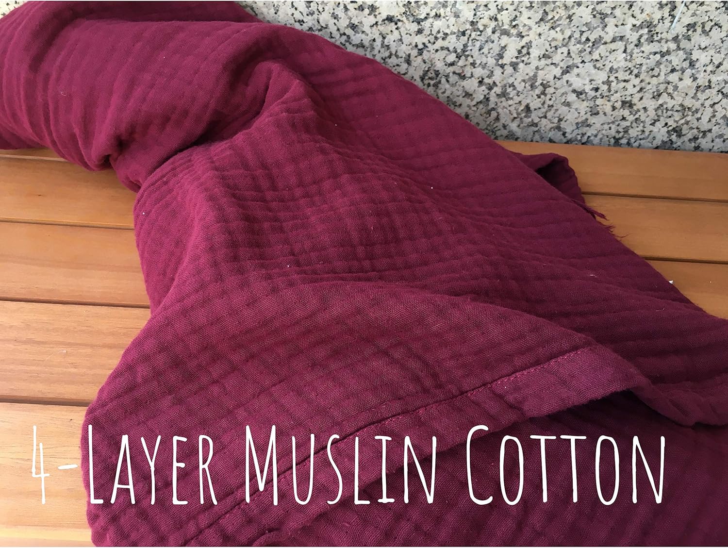 100% Organic Muslin Cotton Throw Blanket for Couch, Adult Kids, 4 Layers Pre-Washed Natural Dyed Yarn, Breathable Soft, Cozy, Warm, Lightweight Bed Blanket for Summer, All Season (55"x60" Burgundy): Kitchen & Dining