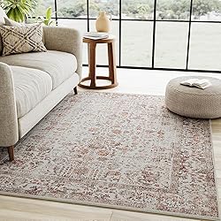 PureCozy Red Area Rug 4x6 Entryway Rug Kitchen