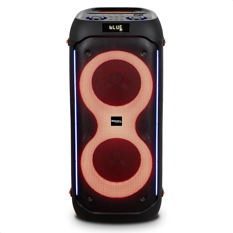 - COLUMBA600 - Enceinte, Baffle Puissant de 2x6,5”/16cm sur Batterie Rechargeable - Bluetooth, Micro-SD, USB, Aux, 2 MIC in - TWS - LED Infini Multicolore - Poignée