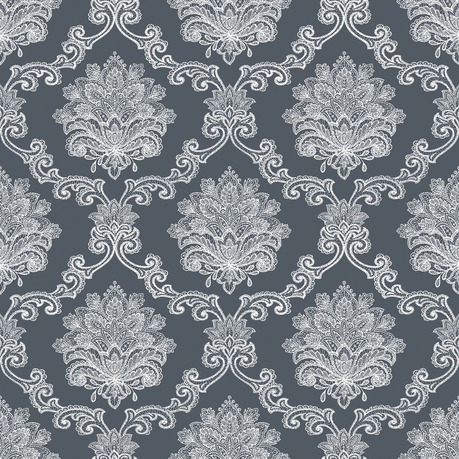 Galerie G56274 Nordic Elements Floral Damask Wallpaper, Charcoal, 10m x 53cm
