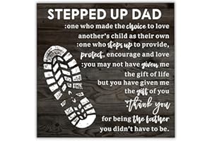 FDFHOME Stepped up Dad Wood Sign, Stepped up Dad, Stepfather, Step Dad Father's Day Gift, Thank You Gift for Stepfather, Stepdad Birthday Gift, Christmas Gift for Bonus Dad, Wall Decor, Wooden Sign