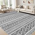 Large Living Room Area Rug 10x12: Soft Machine Washable Boho Moroccan Farmhouse Rugs for Bedroom Under Dining Table - Non-Slip Neutral Morden Indoor Floor Rug Carpet for Home Office Decor - Grey/Beige