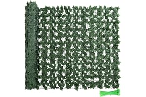 ZhiYo-GD Faux Ivy Privacy Fence Screen, 138x39 in Artificial Ivy Privacy Fence, Artificial Ivy Vine and Green Leaf Hedge Panels for Outdoor Wall Decor, Balcony, Patio, Apartment, Garden, and Yard