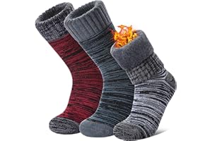 NOCIN COLOR 3 Pairs Thermal Boot Socks for Women Men Ski Thick Winter Warm Insulated Heated Socks for Extreme Cold Weather