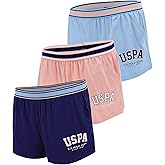 U.S. Polo Assn. Womens Pajama Shorts with Pockets 3-Pack, Elastic Waist, Valentines Gifts for Her