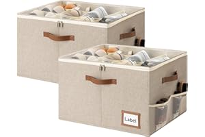 StorageWorks Shoe Oragnizer for Closet, 2 Pack Shoe Storage Cubes Holds Up to 16 Pairs, Space Saving Storage Boxes with Lid a