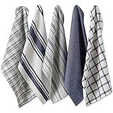 DII Assorted Woven, Kitchen Dishtowel Set, 18x28, Nautical Blue, 5 Piece