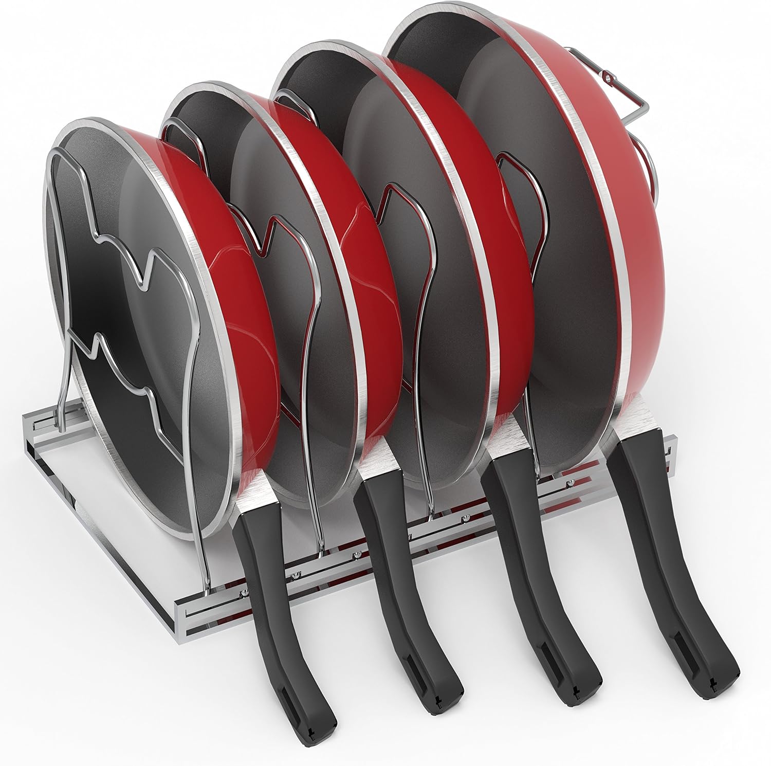 Simple Houseware Kitchen Cabinet 5 Adjustable Compartments Pan and Pot Lid Organizer Rack Holder, Chrome: Home & Kitchen