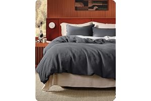 Bedsure Cotton Duvet Cover Full - 100% Cotton Waffle Weave Charcoal Duvet Cover Set, GentleSoft™ and Breathable Bedding Set f