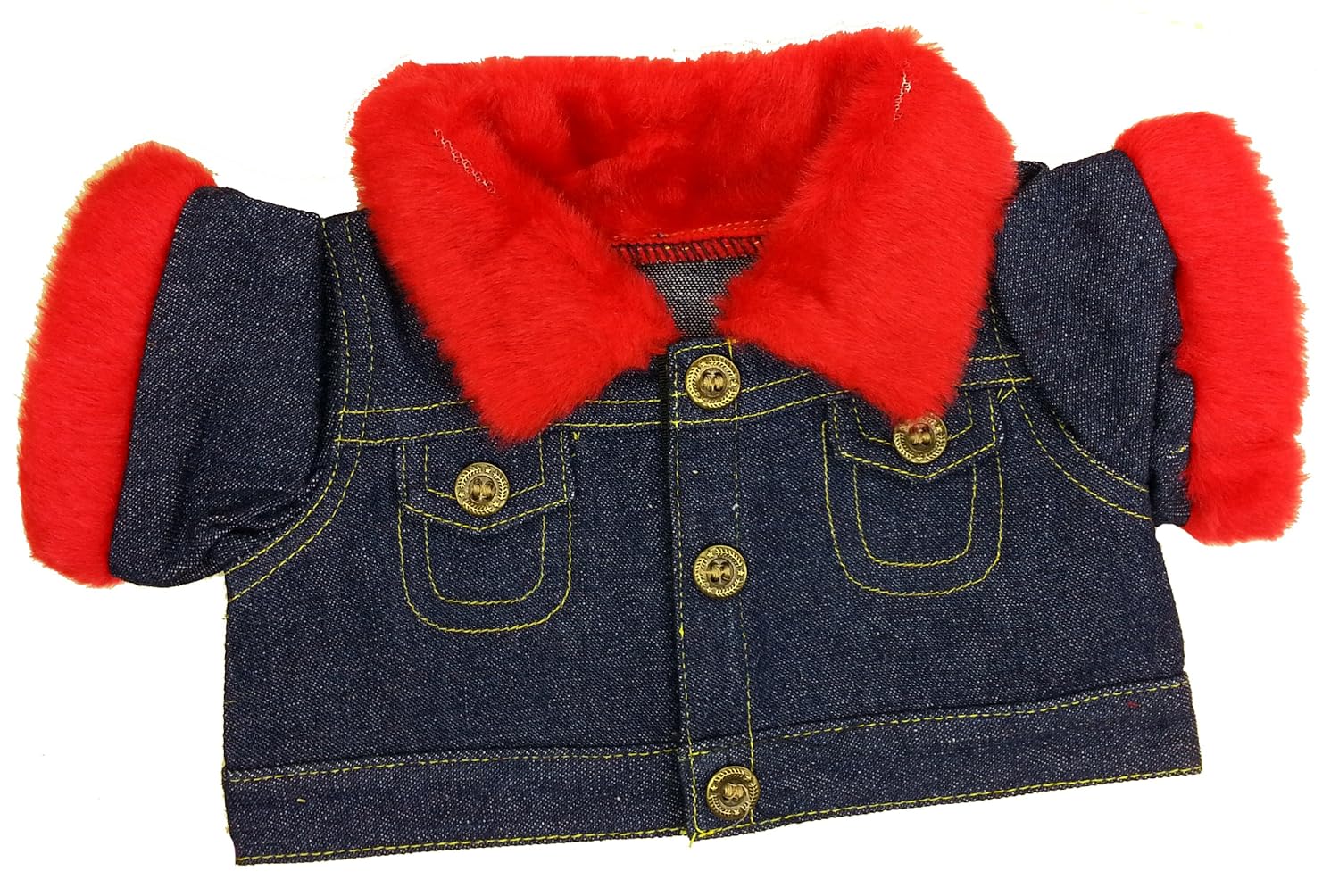 red fur denim jacket