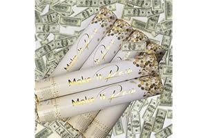 PrimePure Confetti Cannon Party Poppers - Mini 100 Dollar Bills Money Confetti Poppers - 6 Pack - New Years Party Cannon - Fake Money Pop Gun for NYE 2026, Graduation, Birthday, Celebration, Prank