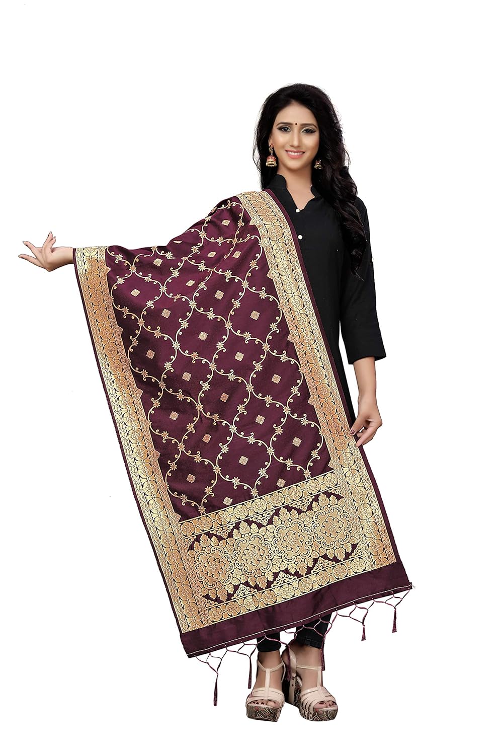 generic banarasimode women's art silk stole dupatta