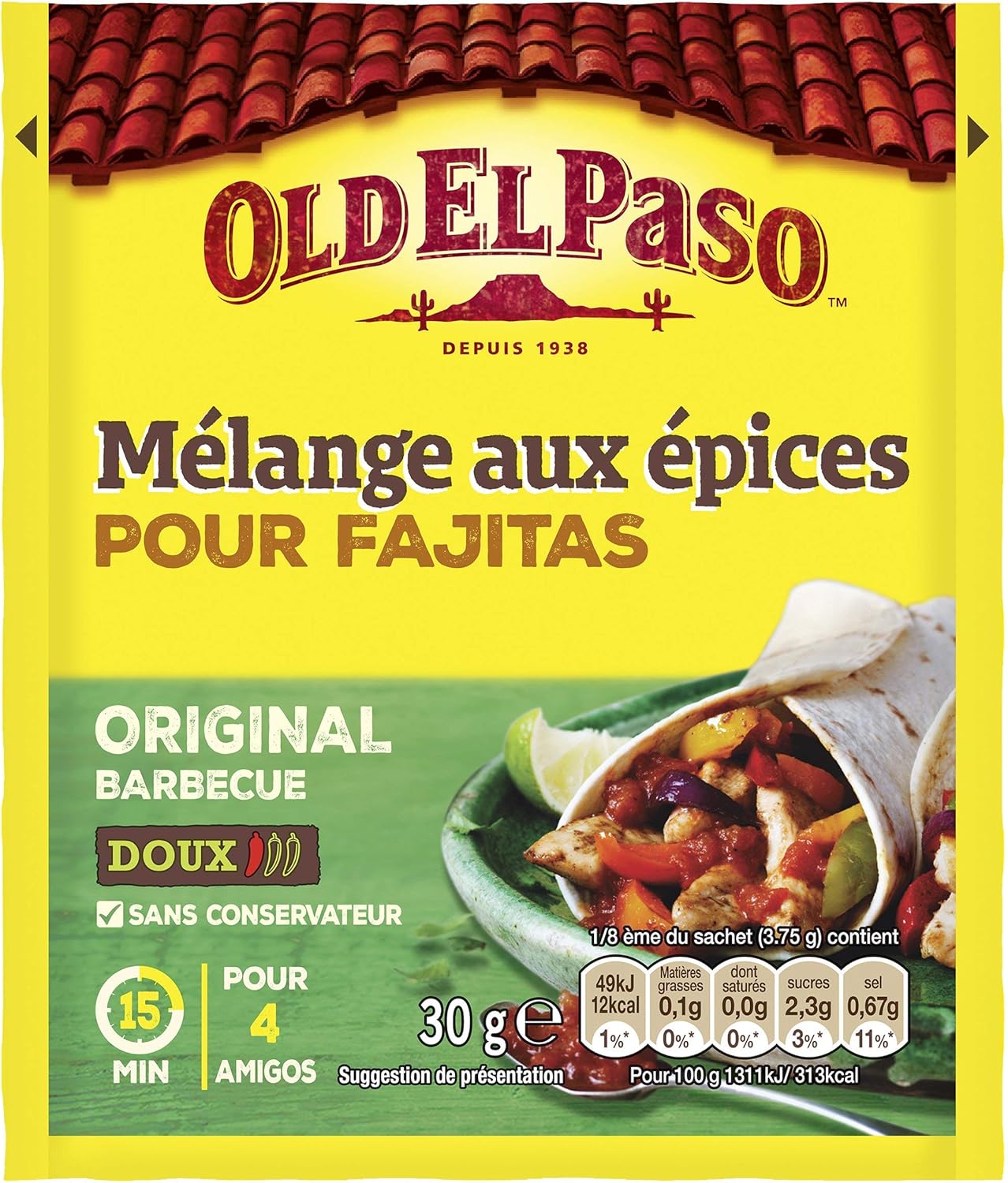 Old El Paso Mélance d'Épices pour Fajita 30 g Lot de 8 Amazon.fr
