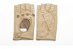 NappaNovum Women Classic Fingerless Nappa Leather Driving Gloves Lambskin Fitness Outdoor Unlined Gloves
