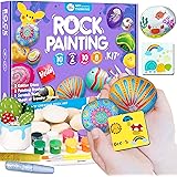 Jar Melo Deluxe Rocks and Magnet Painting Kit,Arts and Crafts Supplies for Kids Age 6-12,Transfer Stickers, Rocks,Fridge Magn