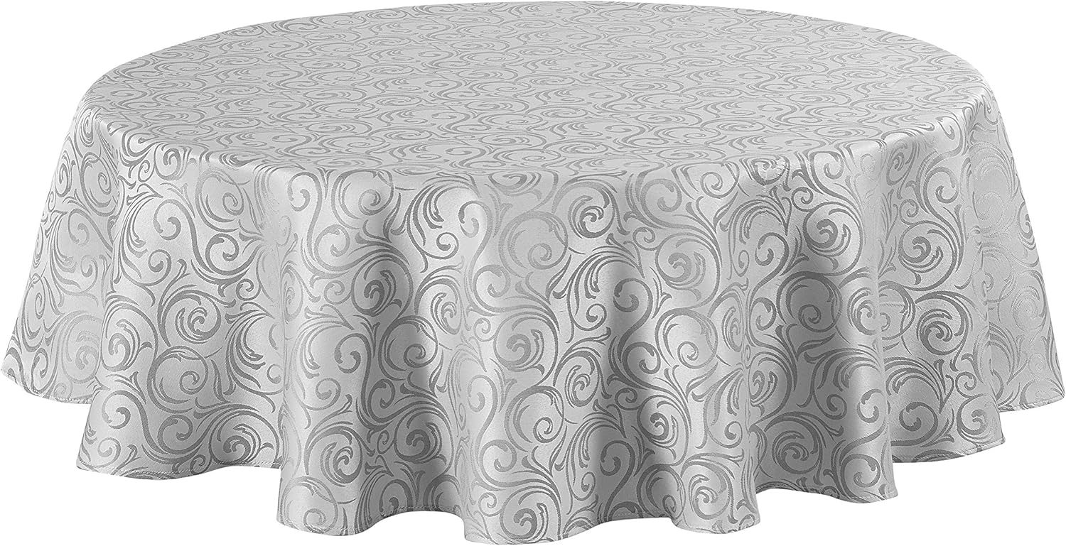 Home Beyond 70 Inch Round Jacquard Tablecloth, Waterproof Spillproof