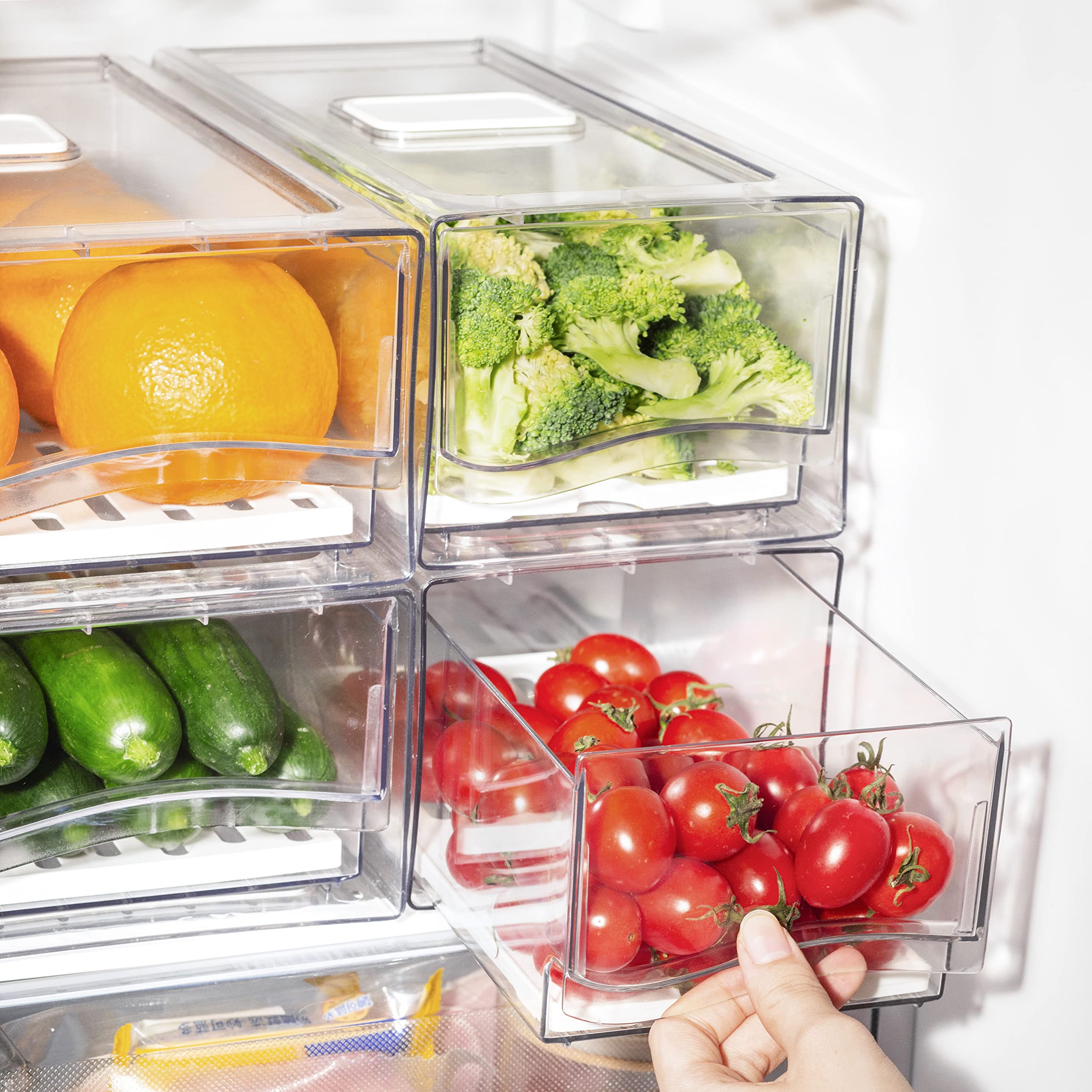 Photo 1 of Ornafort 2Pack Fridge Organizer Bins with Pull Out Drawer Stackable Refrigerator Drawers Set for Save Vertical Space, Clear Cabinet Organizers for Kitchen Pantry Bedroom Office Closet Produce Storage
