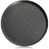 New Star Foodservice Non-Slip Tray, Plastic, Rubber Lined, Round (Black, 16-Inch)