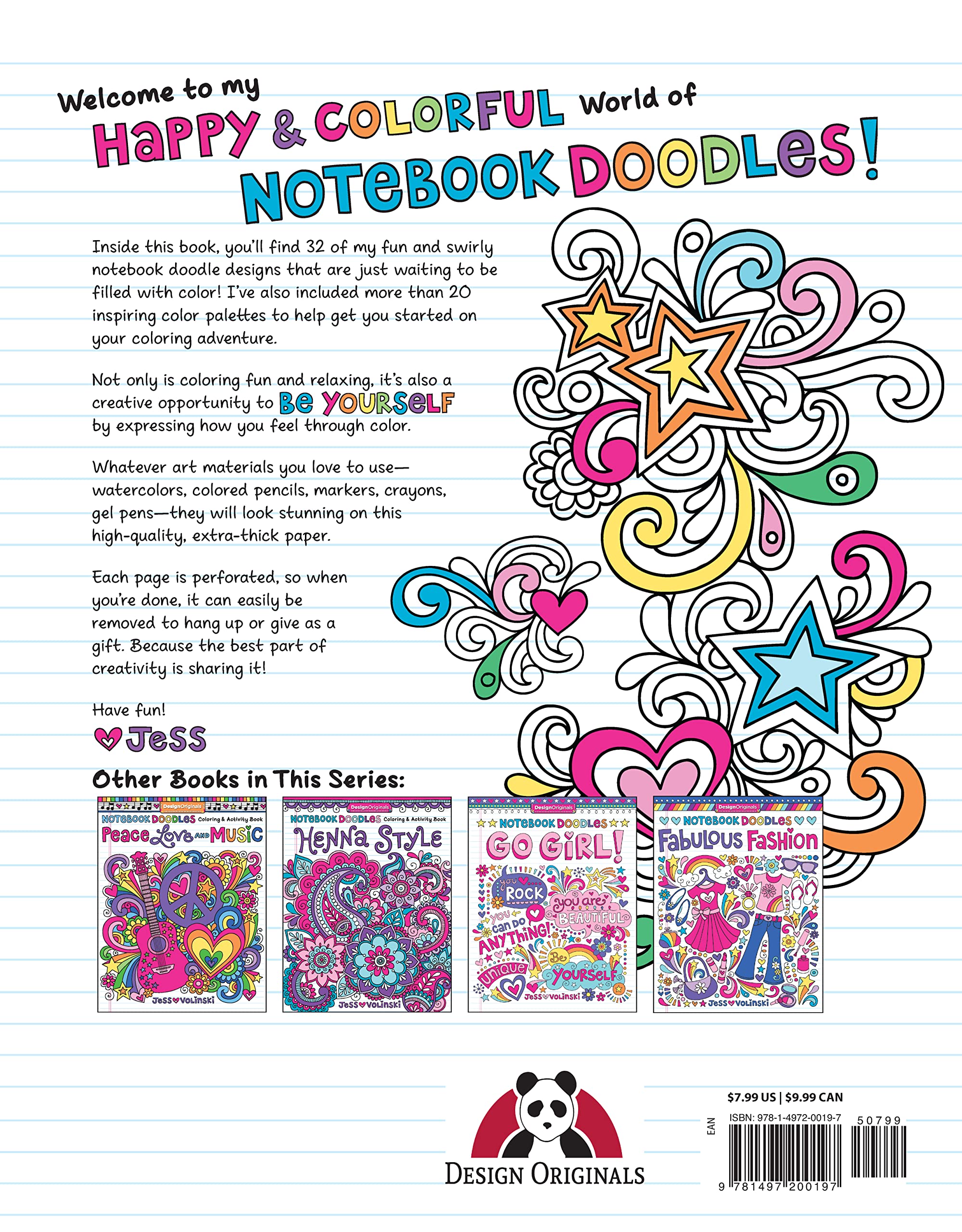 Notebook Doodles Color Swirl: Coloring & Activity Book (Design Originals) 32 Curly, Swirly Designs; Beginner-Friendly Relaxing & Inspiring Art Activities for Tweens, on Extra-Thick Perforated Pages