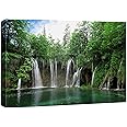 wall26 Canvas Print Wall Art Green Forest Waterfall in Croatia Park Nature Wilderness Photography Modern Art Rustic Scenic Colorful Multicolor for Living Room, Bedroom, Office - 12"x18"