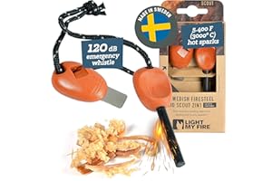 Light My Fire Flint Fire Starter Ferro Rod Survival Tool Scout — Fire Steel Bushcraft Gear — Flint and Steel Magnesium Fire Starter Kit — 2-in-1 Fire Starters for Campfires — 3,000 Strikes